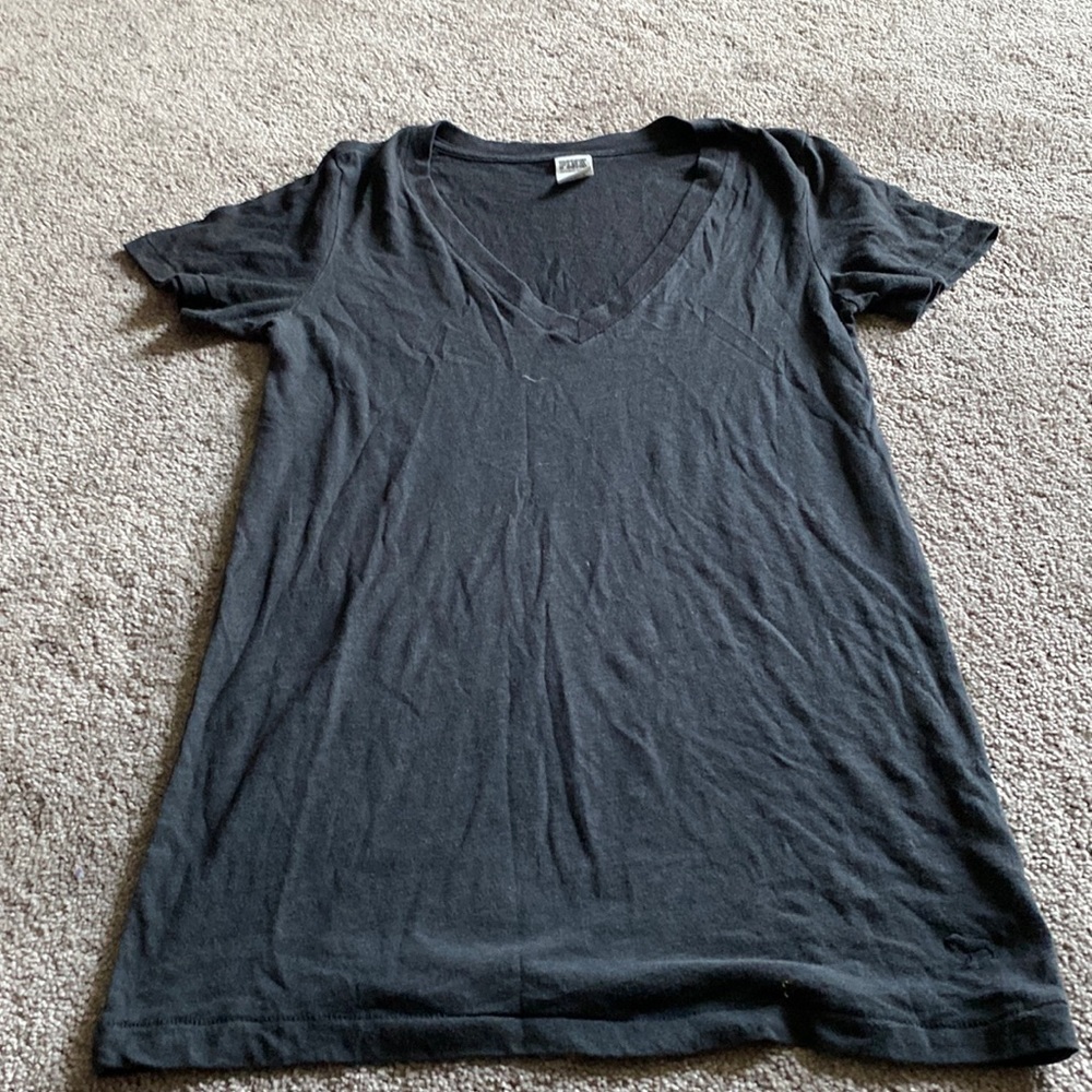 Victoria’s Secret PINK Black V-Neck Tee Basic Short Sleeve Casual Top SIZE S